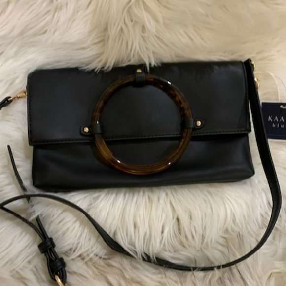 KAARI Blue Crossbody Black Purse with two Shoulder straps - Picture 9 of 12